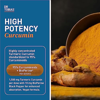 Dr. Tobias Turmeric Curcumin Supplement with BioPerine & Black Pepper, Extra Strength