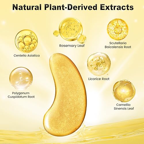 Tibobo Under Eye Patches (24 Pairs) - 24K Gold Eye Masks Enriched with Abundant