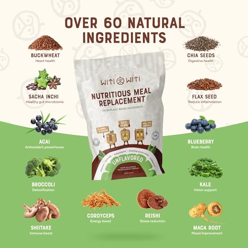WitiWiti Vegan Meal Replacement, Unflavored - Plant Based Protein Powder 23g