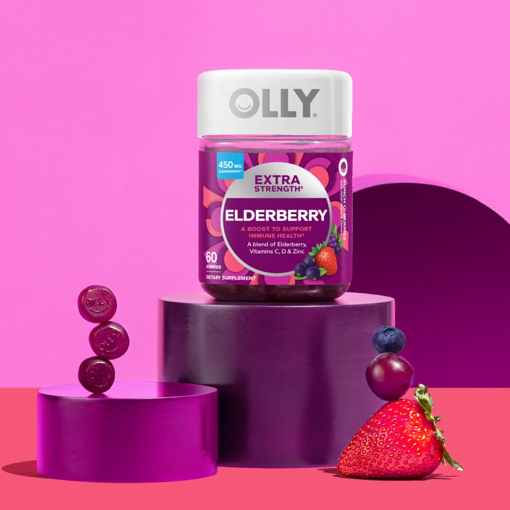 OLLY Extra Strength Elderberry Gummies, Immune Support, 450mg Elderberry, Vitamin C