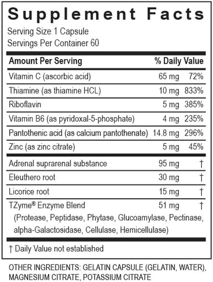 TRANSFORMATION THE GENESIS OF GOOD HEALTH Enzymes Adrenal Complex - 60 Capsules - Synergistic Formulation of Herbs & Vitamins to Support a Healthy Endocrine System
