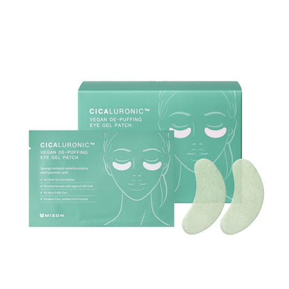 MIZON Cicaluronic Vegan De-puffing Eye Gel Patch, 24K Gold & Cica Under Eye Mask