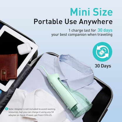 Water Dental Teeth Flosser Pick: 300ML Rechargeable Travel Irrigation Cleaner IPX7 Waterproof Portable Cordless Teeth Cleaning Pink and Green