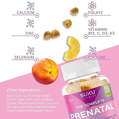 SUKU Vitamins - Complete Prenatal - Enriched with Calcium, Vitamin K2, Vitamin B12