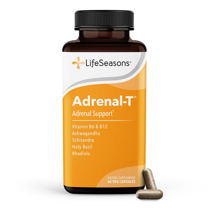 LifeSeasons Adrenal-T - Adrenal Fatigue Support Supplement - Helps Lower Cortisol - Avoid Burnout - Aids Stress Management - Energizing - with Ashwagandha Adaptogens - 60 Capsules