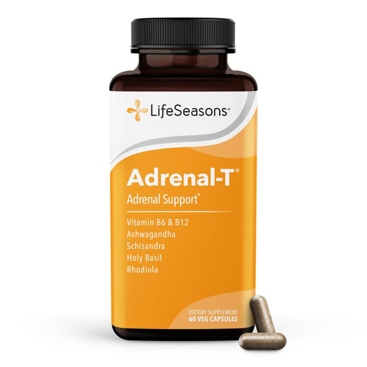 LifeSeasons Adrenal-T - Adrenal Fatigue Support Supplement - Helps Lower Cortisol - Avoid Burnout - Aids Stress Management - Energizing - with Ashwagandha Adaptogens - 60 Capsules