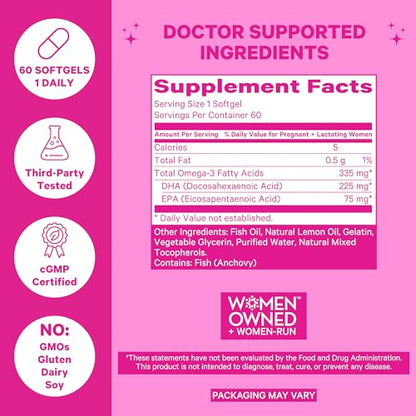 Pink Stork Prenatal DHA - Omega 3 Fish Oil Supplements with DHA and EPA, Pregnancy