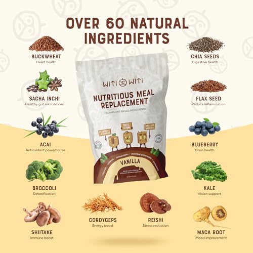 WitiWiti Vegan Meal Replacement, Vanilla - Plant Based Protein Powder 23g - Superfood