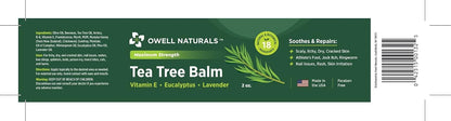 Owell Naturals Tea Tree Antifungal Balm – Extra Strength for Athlete’s Foot, Jock Itch, Ringworm & Skin Fungus – Soothing for Itchy, Dry, Cracked Skin, Feet & Body, 2 oz