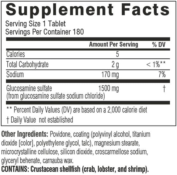 Swisse Glucosamine Sulfate Joint Support Supplement for Mobility and Flexibility Health | Women and Men | Glucosamina 1500mg | 180 Tablets| 6 Months Supply