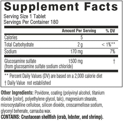 Swisse Glucosamine Sulfate Joint Support Supplement for Mobility and Flexibility Health | Women and Men | Glucosamina 1500mg | 180 Tablets| 6 Months Supply