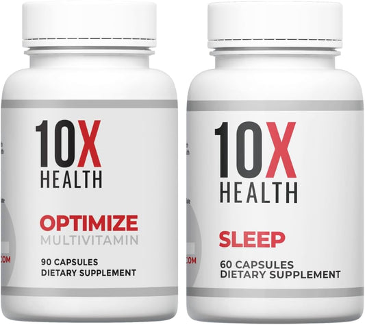 10X Health Methylated Multivitamin - Daily + PM Sleep Kit | Multinutrient Capsules + Magnesium, L-Theanine & Melatonin, 2-Pack Bundle