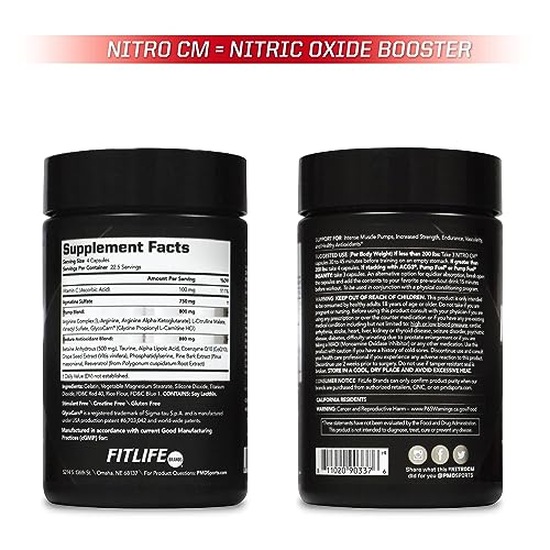 PMD Sports Nitro cm - Nitric Oxide with Agmatine Pre Workout Supplement - Muscle