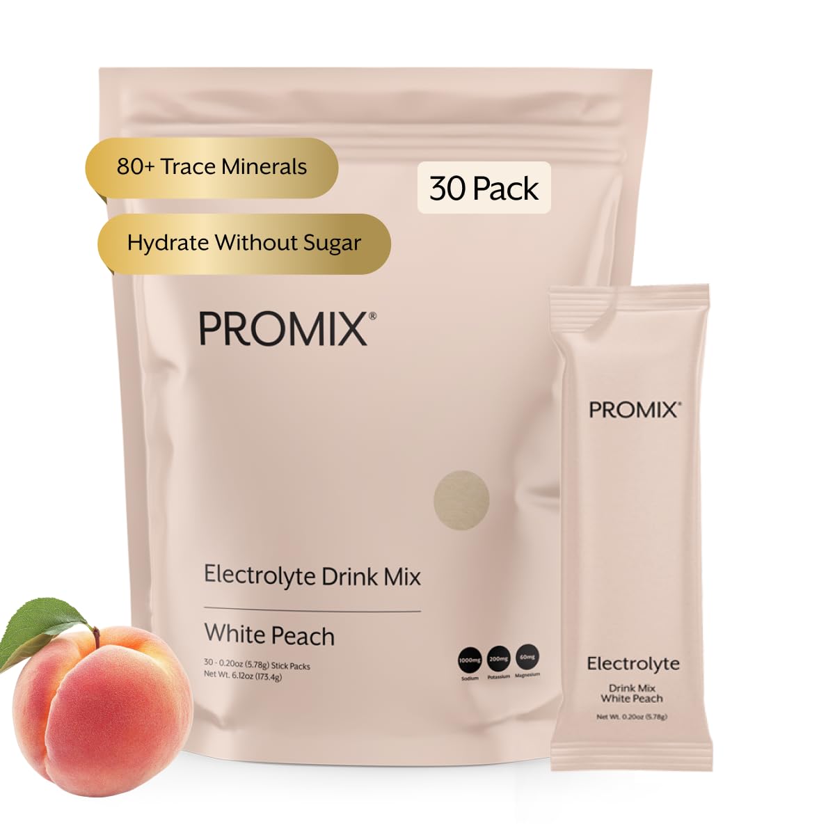 ProMix Nutrition Electrolytes Powder Hydration Packets - Himalayan Pink Salt, Magnesium, Potassium, Vitamin C - Salted Watermelon, Lightly Sweetened - 30 Servings (Pack of 30)