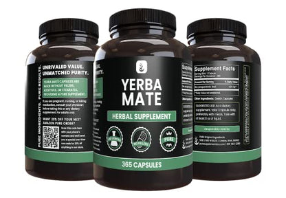 PURE ORIGINAL INGREDIENTS Yerba Mate (365 Capsules), No Magnesium Or Rice Fillers
