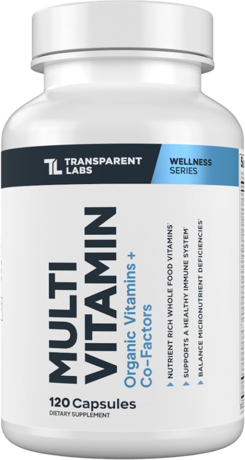 Transparent Labs Daily Multivitamin for Women - Whole-Food-Based Multivitamin for Men, Vegan, Clean, Organic Vitamin Supplement w Vitamins, Lutein, Biotin, Folate & Magnesium - 120 Capsules
