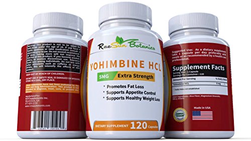 RaeSun Botanics Yohimbine HCL Bark Extract Extra Strength Supplement 5mg x 120ct