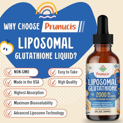 2000MG Liposomal Glutathione Liquid, 98% Absorption, Glutathione Liquid Supplement