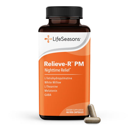 LifeSeasons Relieve-R PM - Eases Nighttime Aches & Discomfort - Relaxes Muscles - Calms The Nervous System - Supports Natural Sleep Cycles & Non Habit Forming - 46 Capsules