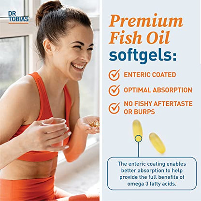 Dr. Tobias Omega 3 Fish Oil, 800 mg EPA 600 mg DHA Omega 3 Supplement for Heart