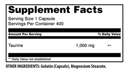 Amazing Formulas Taurine 1000 Mg | Capsules Supplement | Non-GMO | Gluten-Free | Made in USA (200 Capsules)