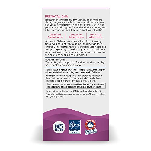 Nordic Naturals Prenatal DHA, Unflavored - 180 Soft Gels - 830 mg Omega-3 + 400 IU Vitamin D3