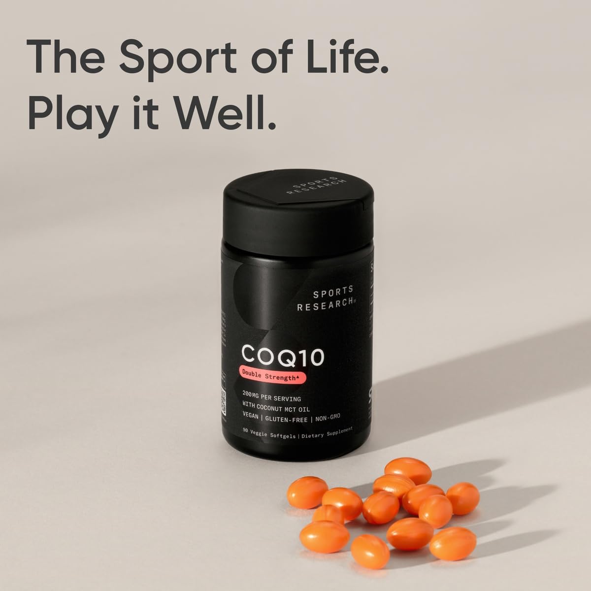 Sports Research CoQ10 (100mg) Enhanced w/Coconut Oil & Bioperine (Black Pepper) for Better Absorption | Vegan Certified, Non-GMO Verified (120 Veggie Softgels)