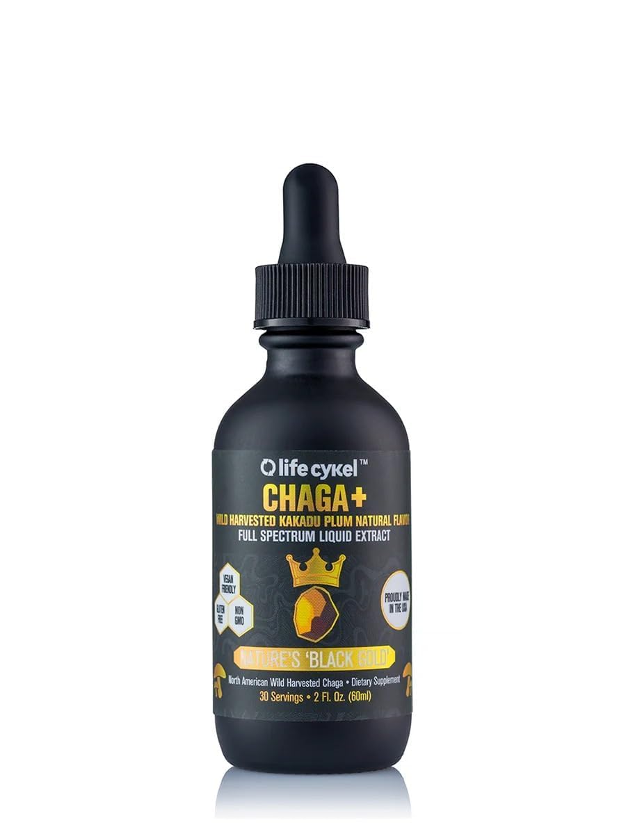 Life Cykel - Chaga Mushroom Extract with Kakadu Plum - Double Extracted Mushroom Tincture - Non-GMO Immune Support Supplement for Adults and Kids - 1 Fl Oz