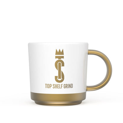 Top Shelf Grind Coffee Mug - The Prosperity Cup (Drink & Grow Rich) - White & Gold