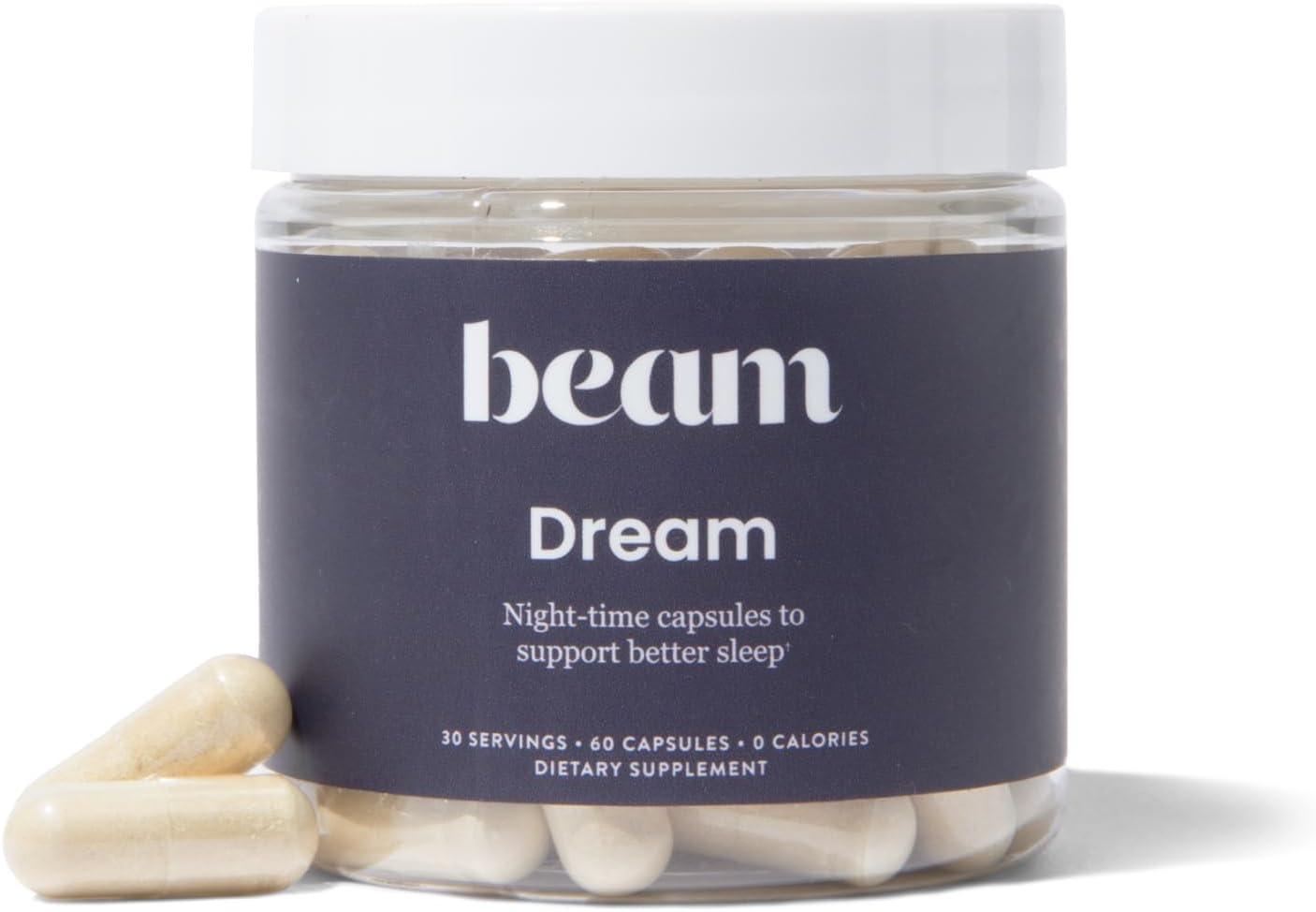 BEAM Dream Sleep Capsules – Melatonin Sleep Aid for Adults with Magnesium, L-Theanine, Reishi Mushroom & Apigenin, Sleep Supplement for Deep Sleep, Natural Sleep Aids, Sleep Pills, 30 Servings