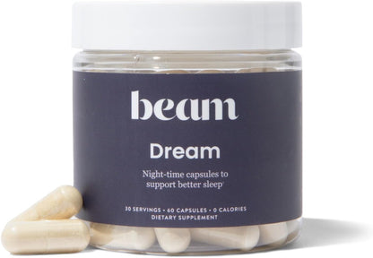 BEAM Dream Sleep Capsules – Melatonin Sleep Aid for Adults with Magnesium, L-Theanine, Reishi Mushroom & Apigenin, Sleep Supplement for Deep Sleep, Natural Sleep Aids, Sleep Pills, 30 Servings
