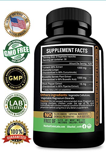 HCL HERBAL CODE LABS Turmeric Boswellia Extract Supplement 2000 mg – Strong Natural