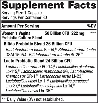 Renew Life Women's Probiotic Capsules, 50 Billion CFU Guaranteed, Supports pH Balance
