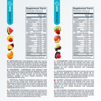DripDrop Hydration Zero Sugar Plus Electrolyte Packets, Bundle, 32 Ct | Raspberry Lemonade, Watermelon, Tangerine, Tropical Punch, Strawberry Kiwi, Peach, Cherry Limeade, Wild Berry; Sugar Free