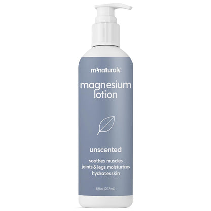 Unscented Magnesium Lotion for Sleep & Leg Cramps, Suitable for Sensitive Skin, Helps with Muscle Relaxation, Soothes Tired Legs & Foot Aches and Supports Restful Nights, 8 fl oz by M3 (Pack of 2)