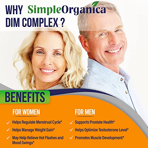 Simple Organica DIM Supplement for Women and Men 300mg with BioPerine, Broccoli