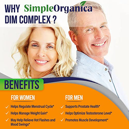 Simple Organica DIM Supplement for Women and Men 300mg with BioPerine, Broccoli