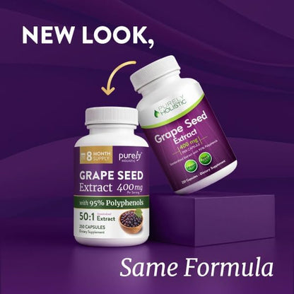 Grape Seed Extract Capsules, 8 Month Supply, 50:1 Concentrated Grape Seeds | 95% Proanthocyanidins for Antioxidant Support, Grapeseed Extract Supplement, Vegan, Gluten-Free and Non-GMO, 250 Capsules