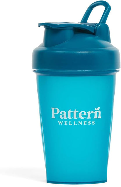 Pattern Wellness Shaker Bottle BPA-Free Plastic Bottle & Lid – 12oz, Food-Grade Steel Shaker Ball For Smooth Mixing Protein Shakes & More, Leak-Proof Seal, Durable, & Dishwasher Safe, Extra-Wide Spout