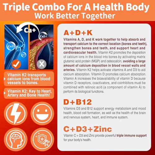 Sugar-Free Vitamin ADK + Vitamin B12 Gummies for Adults - B12 Vitamins 5000mcg