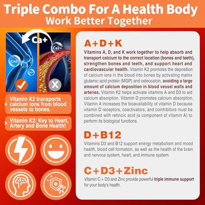 Sugar-Free Vitamin ADK + Vitamin B12 Gummies for Adults - B12 Vitamins 5000mcg