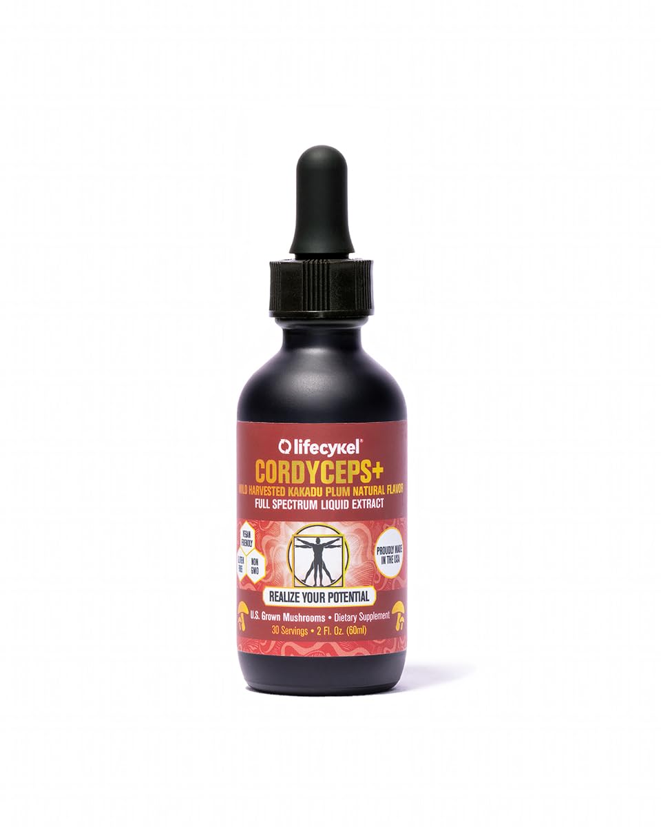 Life Cykel Cordyceps Mushroom Extract with Kakadu Plum - Energy, Stamina & Vitality Support, Natural Aging Supplement - Non-GMO and Vegan Tincture - 4Fl Oz