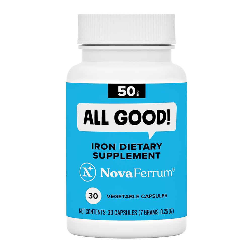 NovaFerrum All Good | Iron Capsule Supplements for Adults | Anemia | 50mg of Iron | 90 Servings | Sugar Free | Vegan | Gluten Free