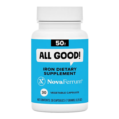 NovaFerrum All Good | Iron Capsule Supplements for Adults | Anemia | 50mg of Iron | 90 Servings | Sugar Free | Vegan | Gluten Free