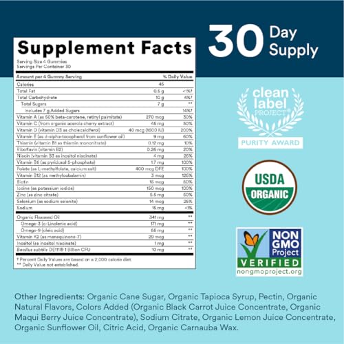 SmartyPants Multivitamin for Men, Organic Gummies: Probiotics, CoQ10, Methylfolate
