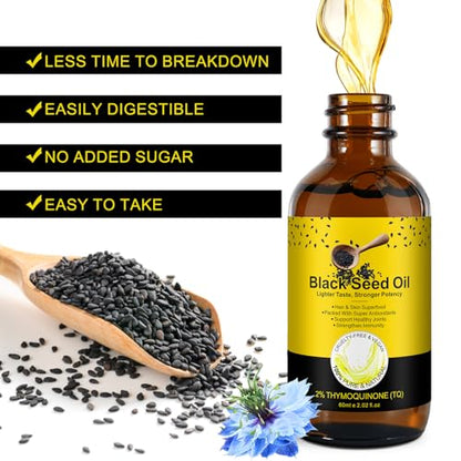 2 Pack Black Seed Oil, Organic Cold Pressed Unrefined Black Seed Oil, Pure Natural Black