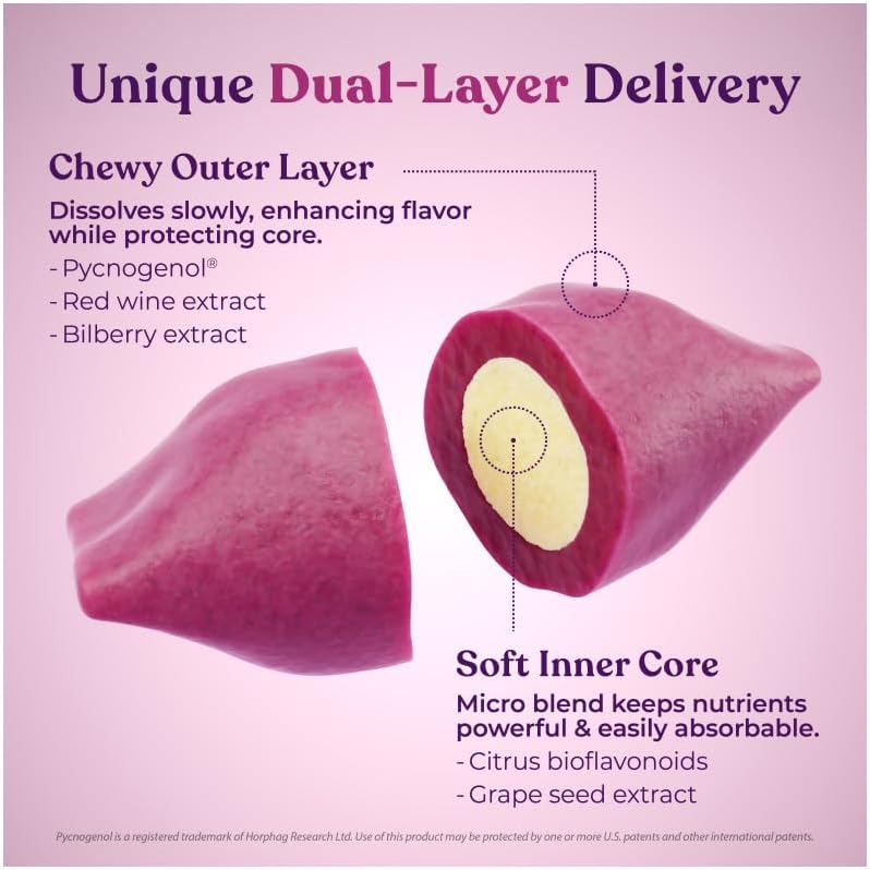 Isotonix OPC-3 Burst Antioxidant Soft Chews - Pycnogenol, Grape Seed, Red Wine & Bilberry Extract, Vegan Gluten-Free Chewable, 30 Servings