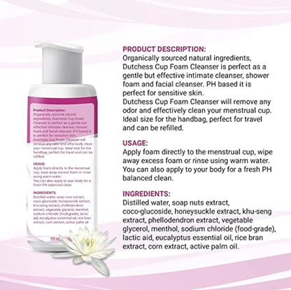 Dutchess Menstrual Cup Foaming Cleanser (3.4 oz) - Suitable for Silicone Menstrual Cups
