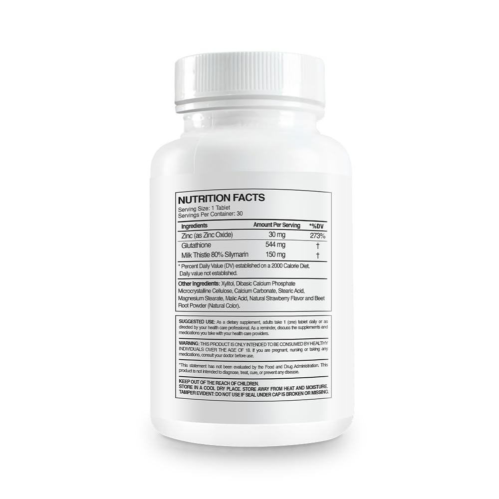 Paleolf Premium Glutathione + Milk Thistle + Zinc - 30 Chewable Tablets, Cherry Flavor (1-Pack)