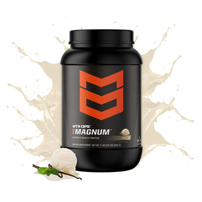 MTN OPS Magnum Protein Powder 23g Protein per Serving Whey Protein Blend with BCAAs Low Sugar Gluten Free 30 Servings Chocolate